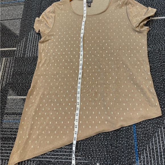 Chico's 3 (XL) Sierra Top Studded Tunic Beige Short Sleeve Asymmetrical - Picture 11 of 11